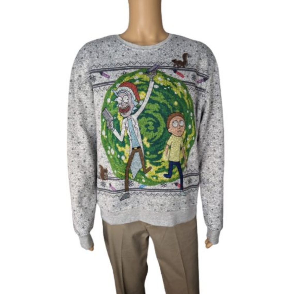 Rick and Morty Portal Christmas Sweatshirt XL